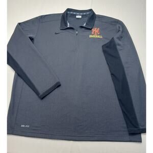 Nike Unisex XXL Team Baseball Quarter Zip Dri-Fit Pullover Shirt Gray Collared